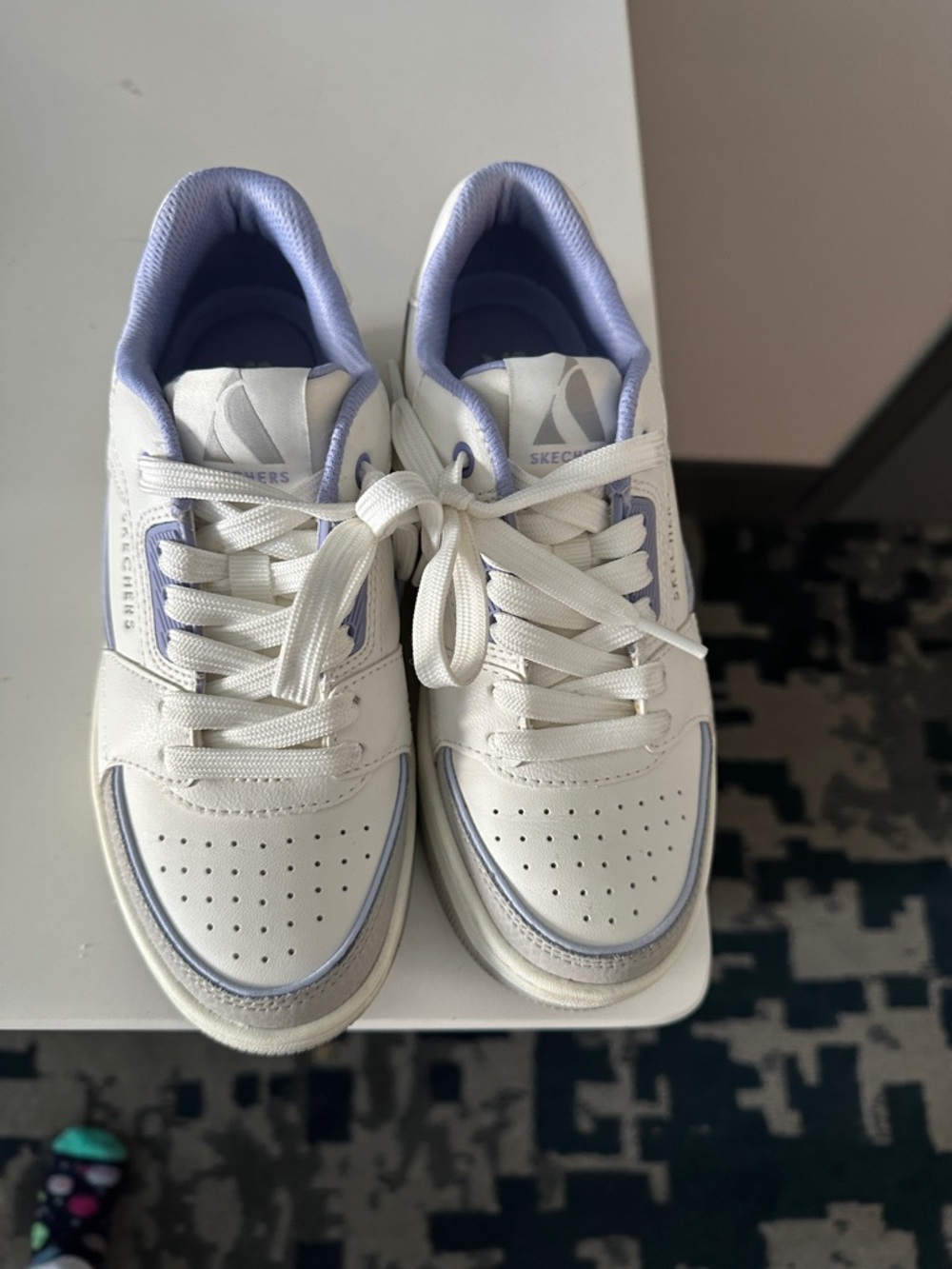 Skechers White and Lavender Women's Athletic Sneakers